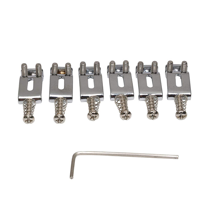 Musiclily Pro 10.8mm Steel Vintage Style Guitar Tremolo Bridge Saddles for Strat Stratocaster Electric Guitar, Chrome(Set of 6)