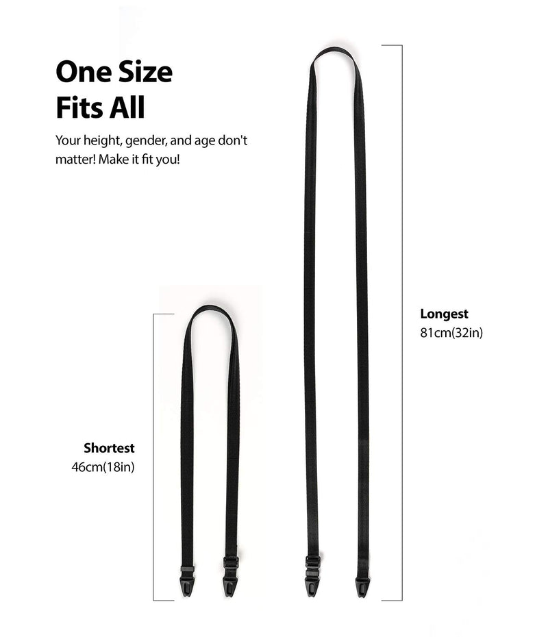 Ringke Shoulder Strap Universal Phone Lanyard Adjustable Crossbody Convertible Neck Strap, Wrist Strap String Designed for Smartphones, Keys, Digital Cameras, ID, Galaxy Buds Plus, Airpods Pro - Black