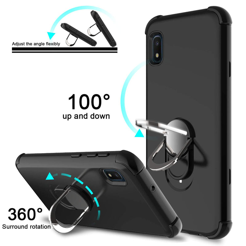 Galaxy A10e Case with Soft TPU Screen Protector, lovpec Ring Magnetic Holder Kickstand Shockproof Protective Phone Cover Case for Samsung Galaxy A10e 5.8 inches (Black) Black