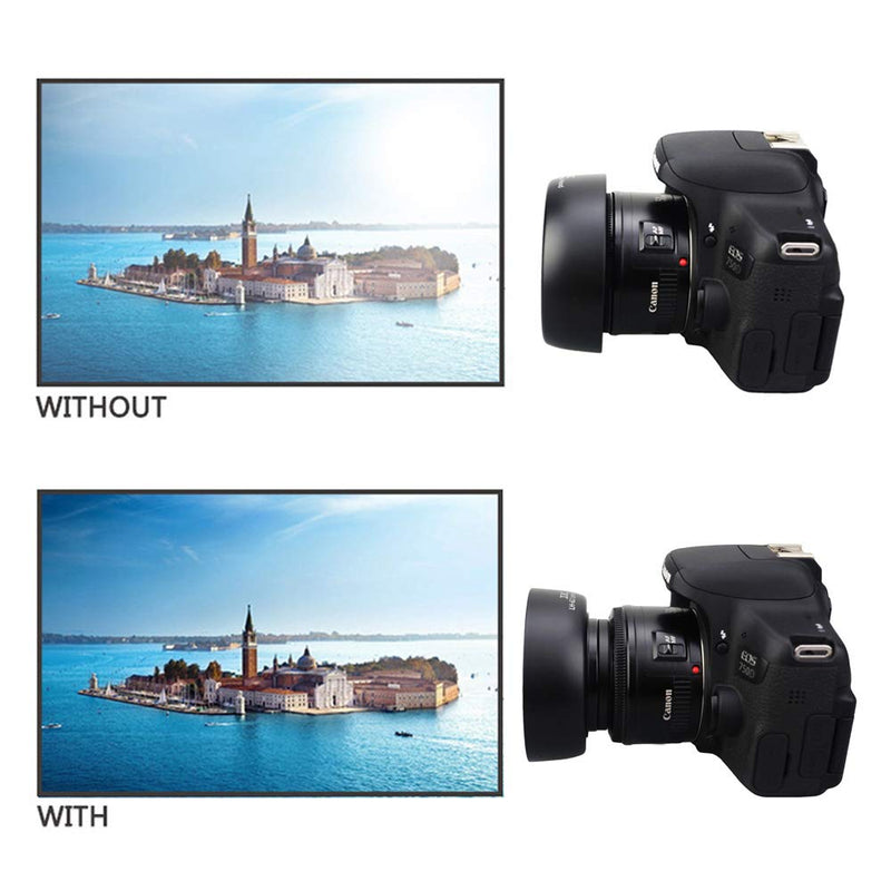 JJC Camera Lens Hood Shade Fits for Canon EF 50mm f/1.8 II Replaces Canon ES-62 Hood Reverse Attaching ABS -Black