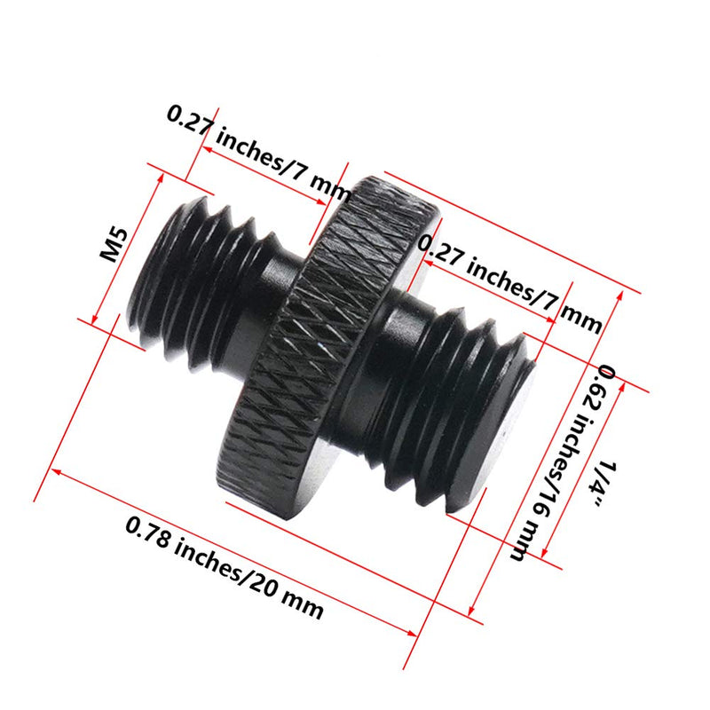 [AUSTRALIA] - Huakun 4 Pcs International Standard 1/4" Male to M5 MaleThreaded Screw Adapter Standard Tripod Mounting Thread Camera Screw Adapter Converter 