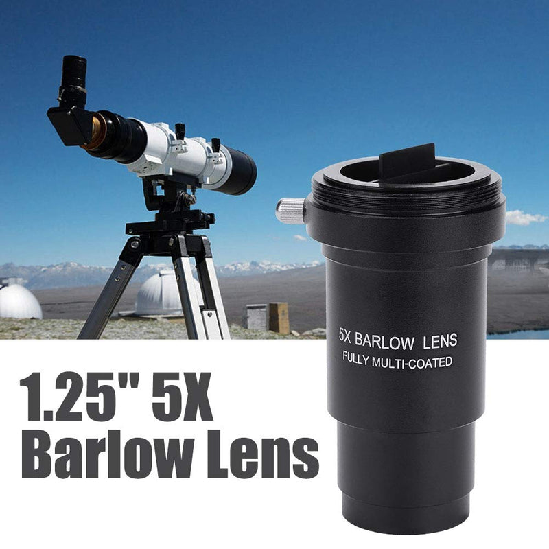 Barlow Lens,1.25 inch 5X Barlow Lens M42 0.75 Thread t Adapter, Multi-Coated Optical Lens for 31.7mm Telescopes Eyepiece/Stargazing