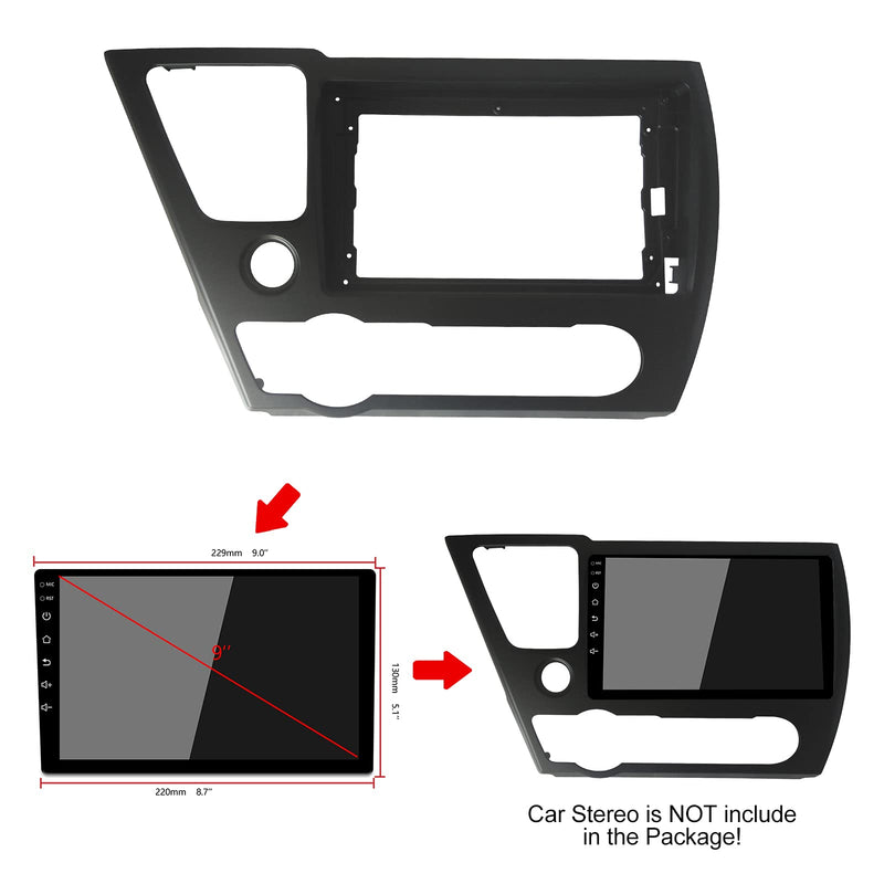 Double Din Stereo Radio Installation Dash Kit for 2013-2015 Honda Civic 9 Inches Aftermarket Stereo