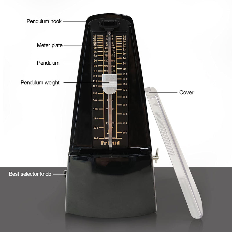 Spring.Rd Universal Professional Mechanical Metronome with High Precision Adjustable Beat Mode for All Kinds of Musical Instruments (Piano/Drum/Violin/Guitar/Bass&Wind Instruments),No Batteries Needed