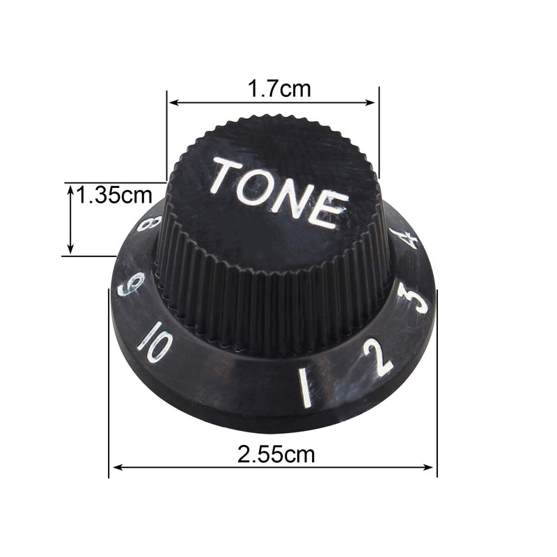 Futheda 4Pcs Electric Guitar Black Top Hat Speed Control Knobs Panel Line Cap Compatible with Stratocaster SG Type Electric Guitar Volume Knob Electric Guitar Replacement Potentiometer Cap