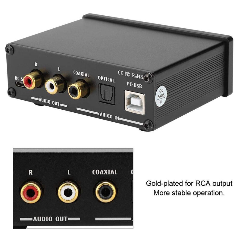 Digital to Analog Audio Converter, SPDIF TOSLINK Optical Fiber/Coaxial to Analog L/R RCA + 3.5mm Jack Stereo Adapter DAC Decoder for PS3, for PS4 for Blu-ray Player HDTV DVD Headphone(Black) Black