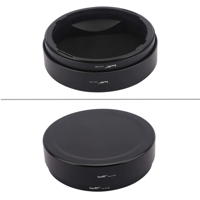 Haoge LH-X13B Bayonet Dedicated Lens Hood of Square Metal for Fuji Fujifilm Fujinon XF 18-55mm F2.8-4 R LM OIS Lens and Fujinon XF 14mm F2.8 R Lens (New Version with a Hood Metal Cap)