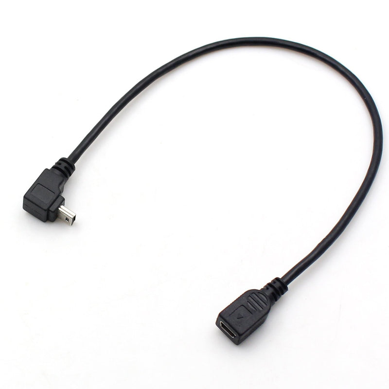 MOTONG New 90 Degree Mini USB Male to Mini USB Female Cable, Mini USB Extension Cable,20cm Length -Black