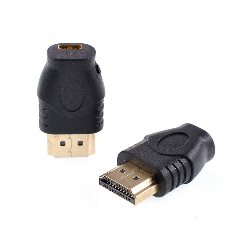 Willwin 2pcs Gold Plated Micro HDMI Female to HDMI Male Converter Adapter for Camera, Cell Phone,HDTV HDMI Male - Micro HDMI Female