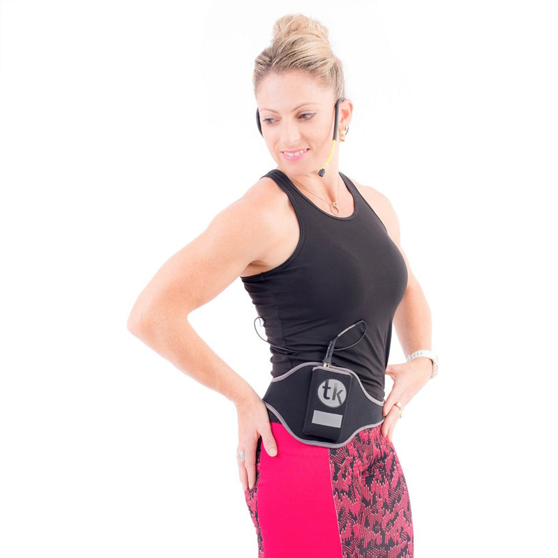 [AUSTRALIA] - Microphone vertical WAIST carrier adjustable sweat absorbent Neoprene mic belt TK with FREE BONUS mesh carry bag, perfect for fitness/spin/yoga/pilates teachers Black 