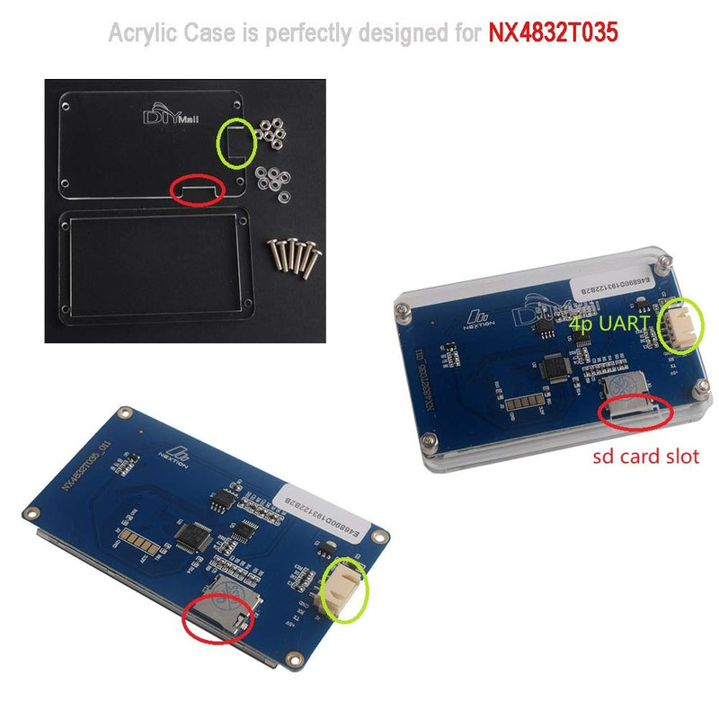 Nextion Display 3.5" NX4832T035 Resistive Touch Screen UART HMI LCD Module 480 x 320 + Acrylic Case Enclosure Transparent for Arduino Raspberry Pi