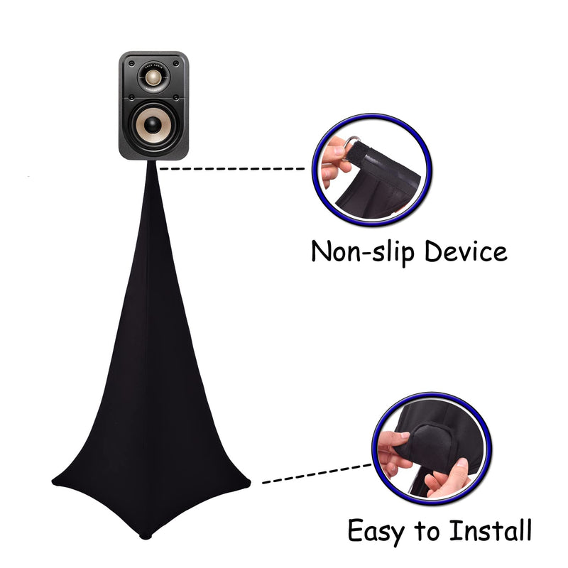 Speaker Stand Cover，Tripod Stand Skirt, DJ Speaker Stand Tripod Cover Scrim 360 Degree Coverage. (Black-One Pack) Black-One Pack