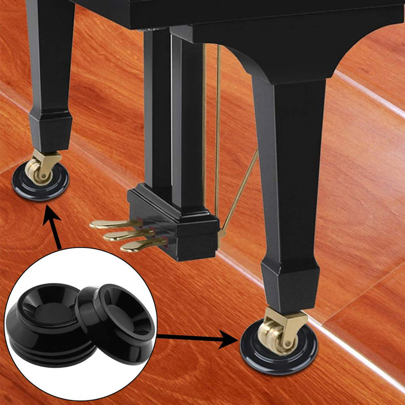 E-outstanding Piano Coasters 4PCS Black ABS Plastic Piano Leg Cups Non Slip Pads Base Mat Base Protector