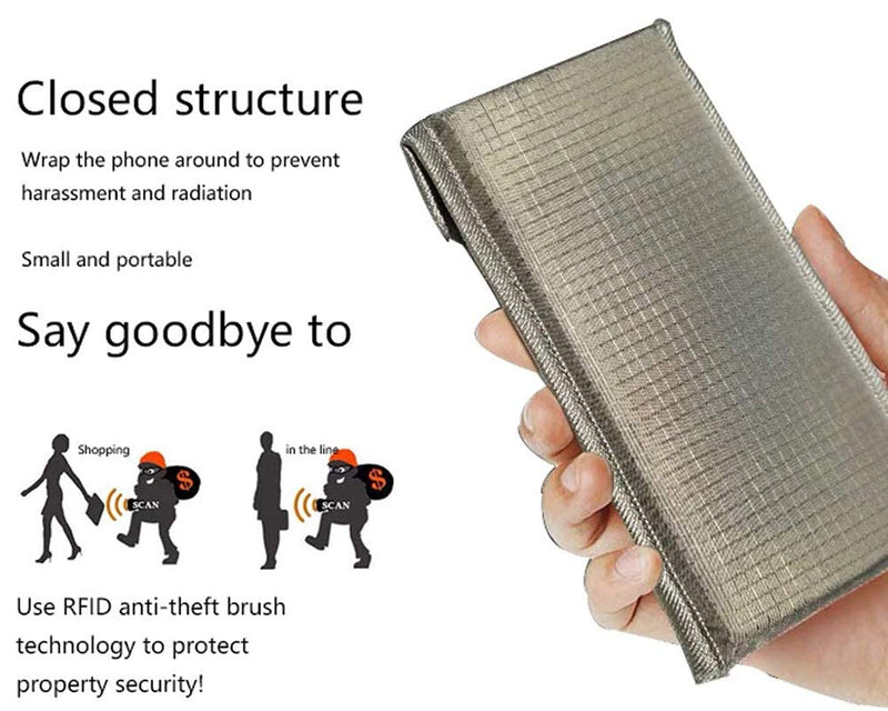 Protective Anti-Radiation Cage Signal Blocker Security Pouch Privacy Protection Faraday Bag Anti-Hacking Data Security Shield RFID GPS FOB 5G EMF Shield Phone Car Key Credit Card Passport