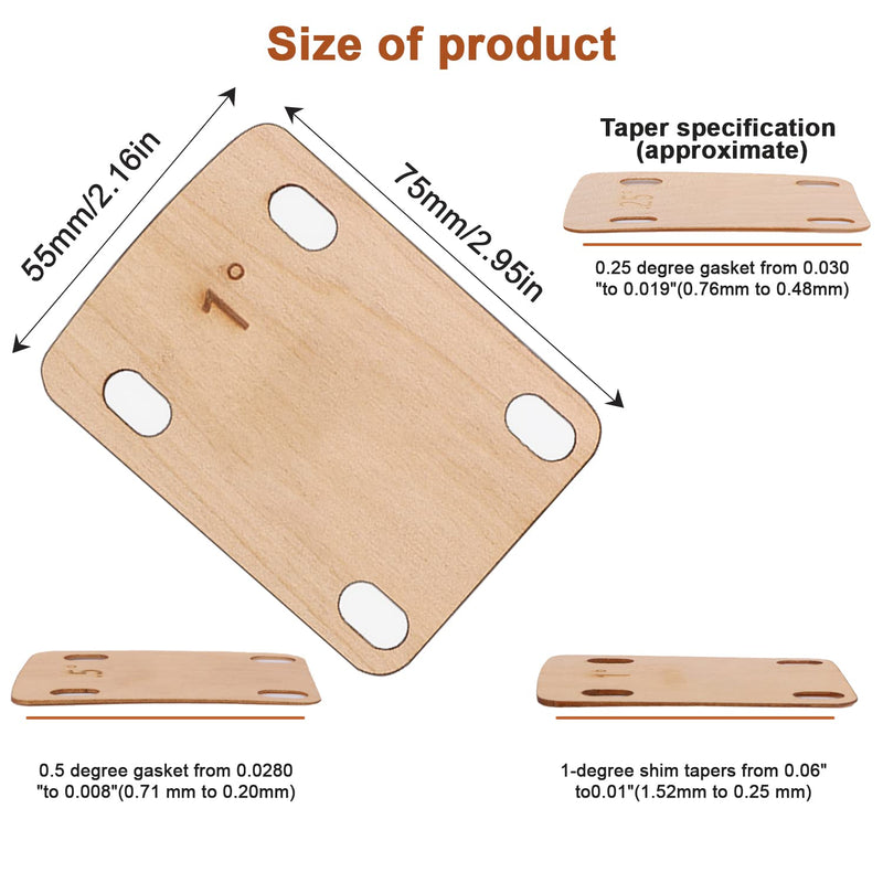 3pcs Guitar Neck Shims, Solid Maple Wood Guitar Neck Shim Protection 0.25, 0.5 and 1 Degree Guitar Neck Plate Tool for Guitar Bass Repairment