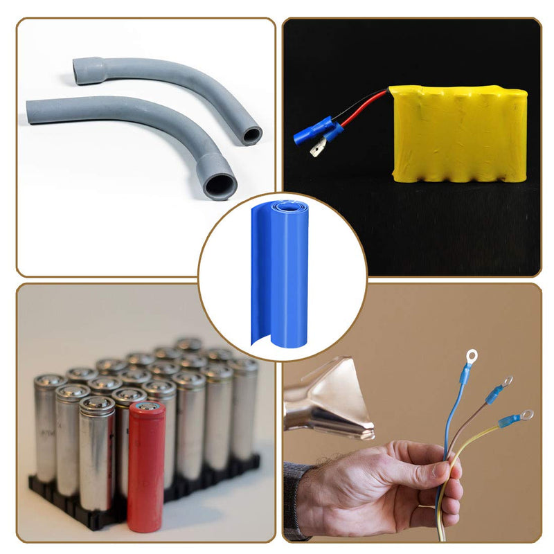 uxcell PVC Heat Shrink Tube 200mm Flat Width Wrap for Dual Layer 18650 2 Meter Blue