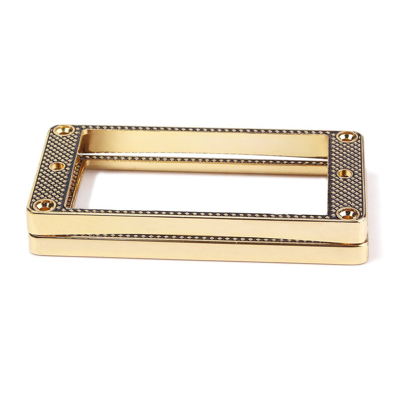 Alnicov 2 Pcs Curved Bottom Humbucker Pickup Ring Set for Epiphone Guitar Accessories,Gold