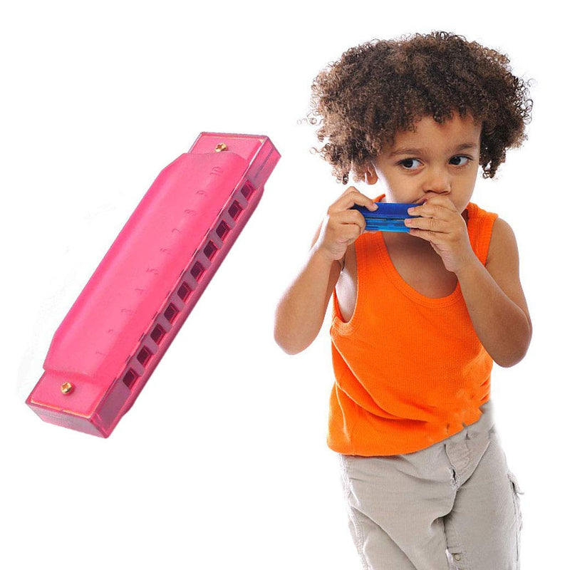 Xrten 10 Holes Harmonica Clear Candy Color Harmonica Mouth Organ Toy for Children(2 Pcs)