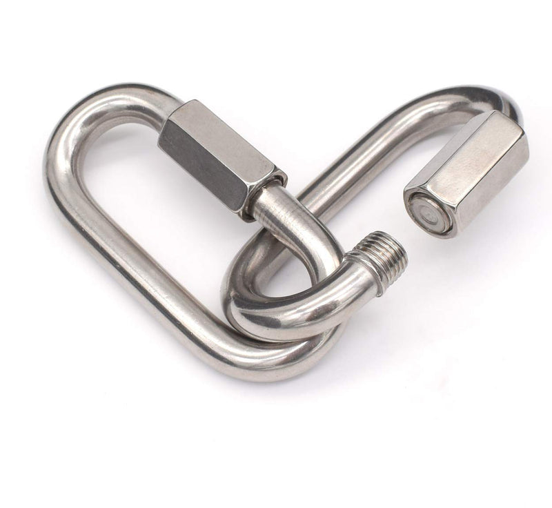 3/8" Quick Links,Alele (10mm) 4 Packs Stainless Steel Chain Links Connector,M10 Heavy Duty D Shape Locking Looks for Carabiner, Hammock, Camping and Outdoor Equipment M10 Quick Links 4pack