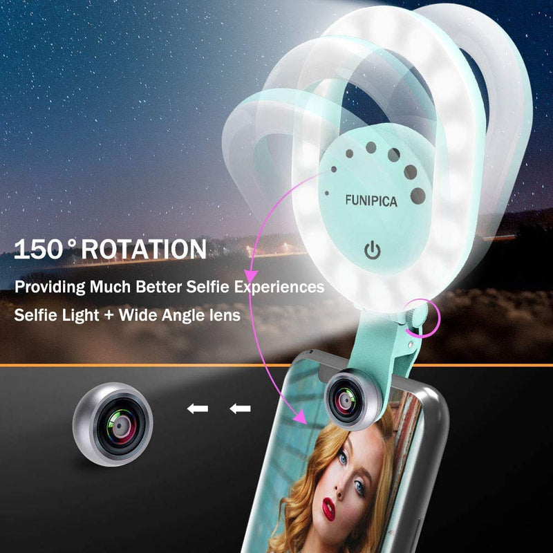 Video Conference Lighting for Phone Laptop, Evershop Selfie Ring Light with 3 Light Modes LED Clip-on Rechargeable Light for Photo,Makeup,Zoom Meeting, Video Call,Live Streaming, YouTube, TikTok Green