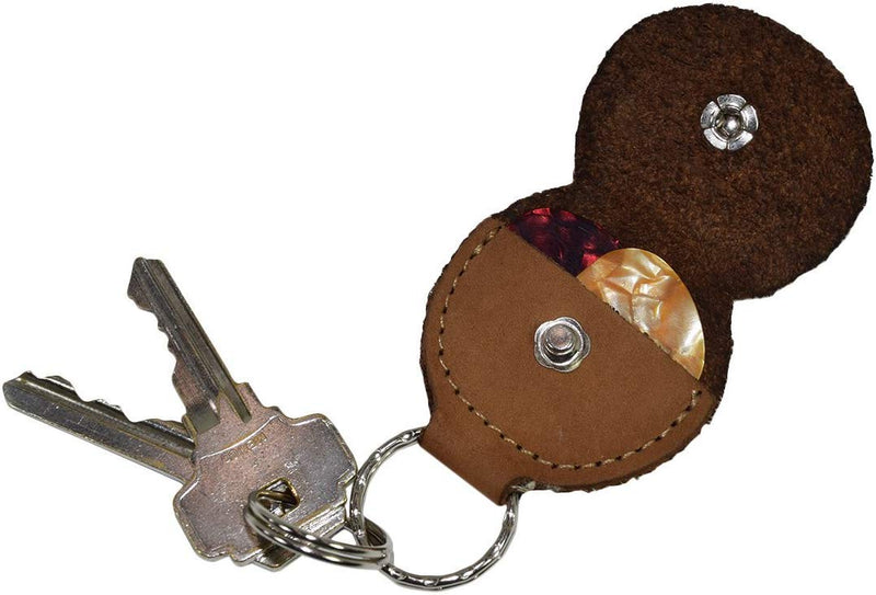 Rustic Leather Guitar Pick Holder Key Chain Handmade by Hide & Drink :: Old Tobacco