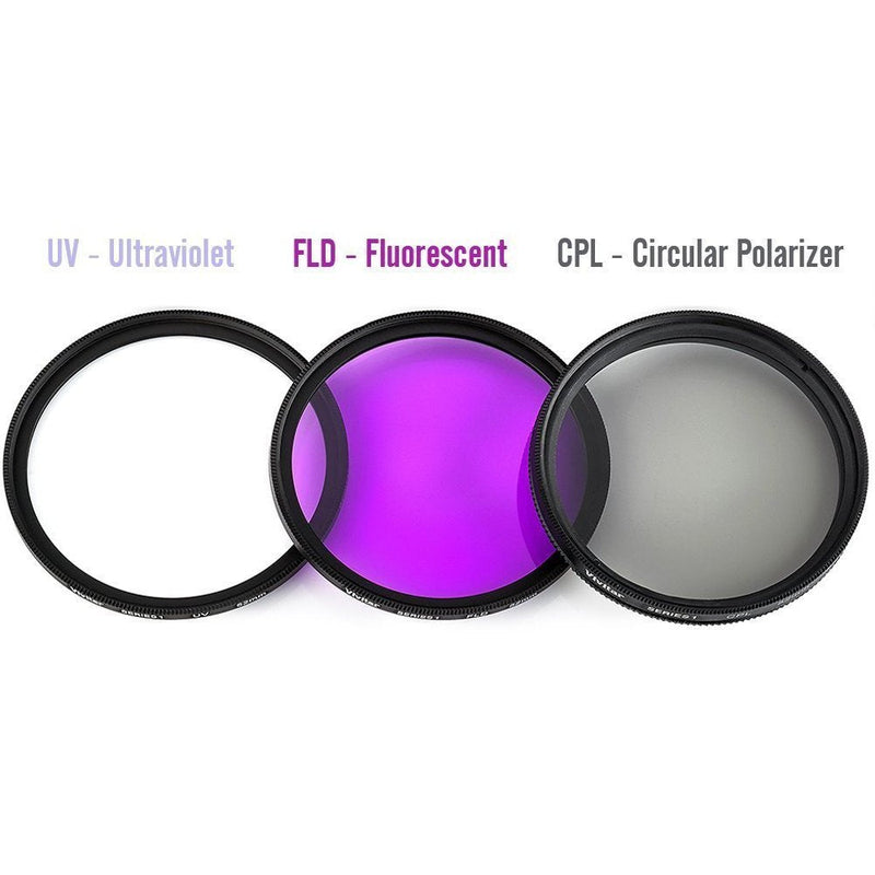 67mm Multi-Coated 3 Piece Filter Kit (UV-CPL-FLD) for Nikon D5600, D7500 with AF-S DX NIKKOR 18-140mm f/3.5-5.6G ED VR