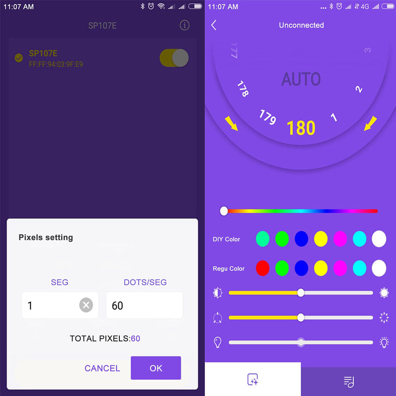 VIPMOON SP107E Bluetooth LED Music Controller Full Color Controller iOS/Andriod App Control Support WS2811 WS2812B WS2801 SK6812 Suitable for LED Strip or LED Matrix Panel