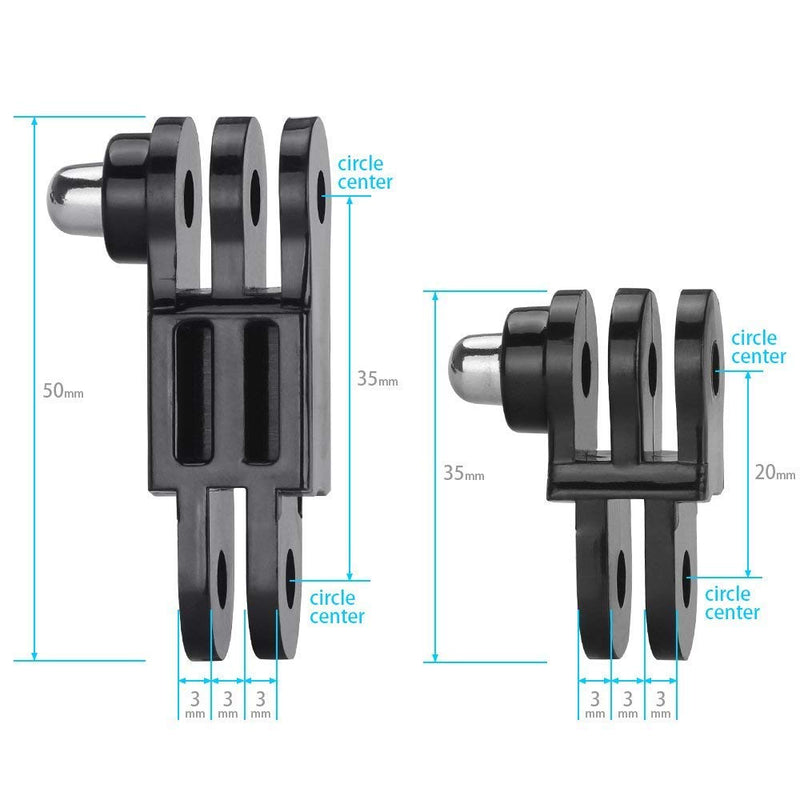 HSU Adjust Arm Straight Joints Mount, Long and Short Same Direction Straight Joints Mount for GoPro Hero 10 9 8 7 6 5 4 3 3+ 2 1, AKASO Campark and Other Action Cameras