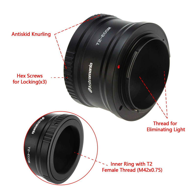 Astromania Canon EOS-M T2 Mount Lens Adapter for Canon EOS-M Camera System Telescope/Spotting Scope Accessories