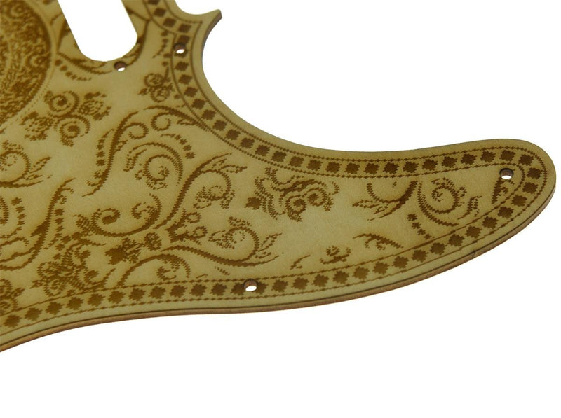 KAISH 8 Hole Floral Style Tele Maple Guitar Pickguard Wooden Scrach Plate for Fender Telecaster