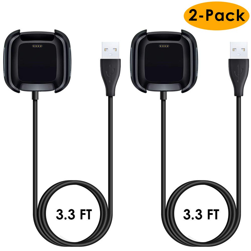 EZCO 2-Pack Charger Compatible with Fitbit Versa / Versa Lite (Not for Versa 2), USB Replacement Charging Cable Dock Stand Station Accessories for Versa Special Edition Smart Watch