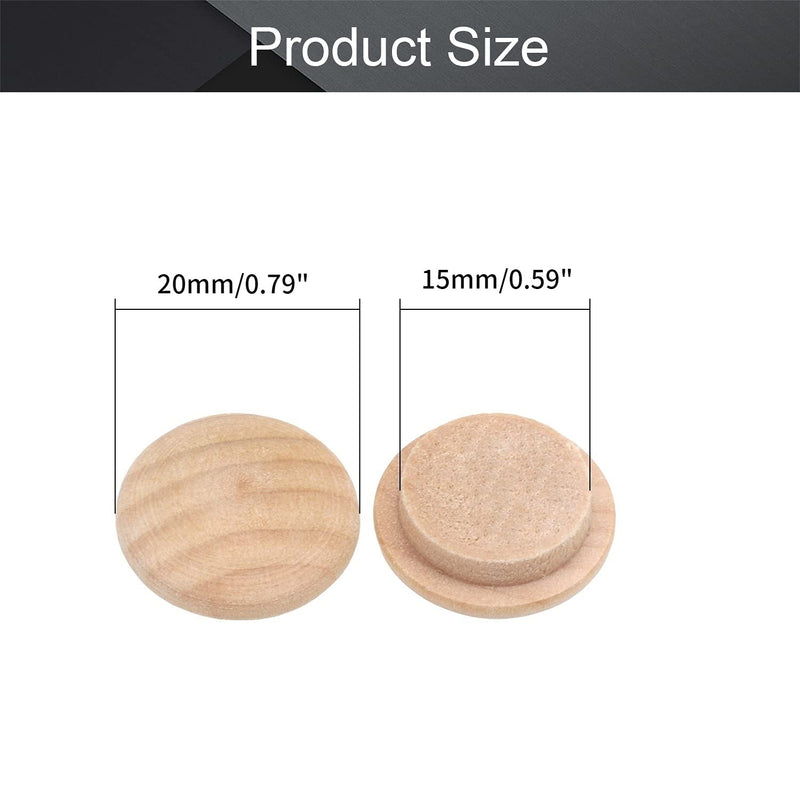 MroMax 100Pcs Round Wood Button Plugs 0.59" Dia Cherry Hardwood Furniture Buttons Caps 15mm Wooden Screw Covers for Screw Holes Craft Furniture Decoration Woodworking