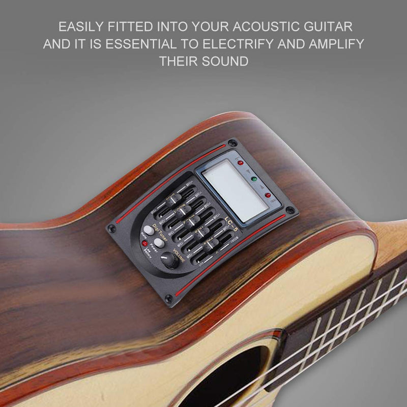 Dilwe Guitar Pickup, 5-Band Preamp EQ LC-5 Equalizer Tuner Piezo Pickup for Acoustic Guitars