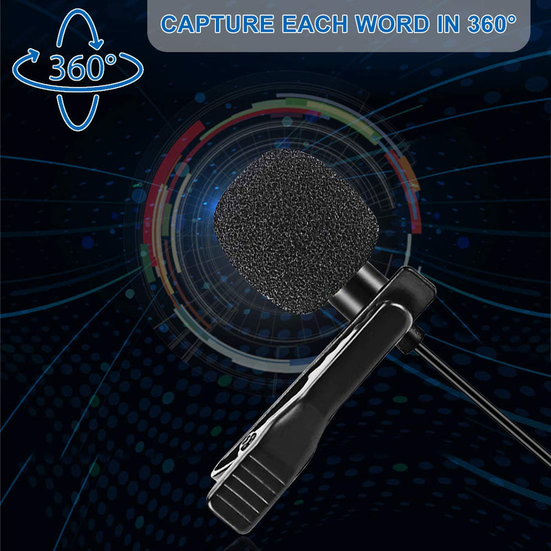 [AUSTRALIA] - Topxixi Lavalier Microphone Upgraded 2in1 with Earphone Jack, Clip-on Omnidirectional Condenser Mic for Android Smartphone iPhone Recording Video/YouTube/Interview 3.5mm jack, 59inch 