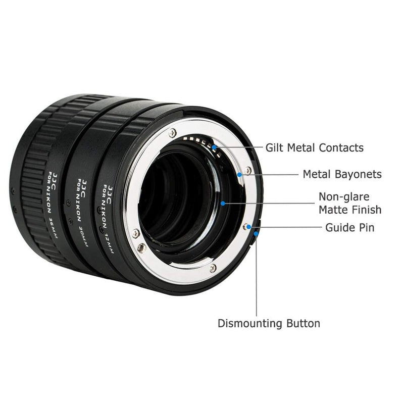 JJC F Mount Auto Focus Macro Extension Tube Set for Nikon D850 D750 D780 D3500 D3400 D7500 D7200 D7100 D7000 D5600 D5500 D5300 D5200 D5100 D5000 D3300 D3200 D3100 D800 D810 D700 D610 D600 D500 & More Nikon F Mount