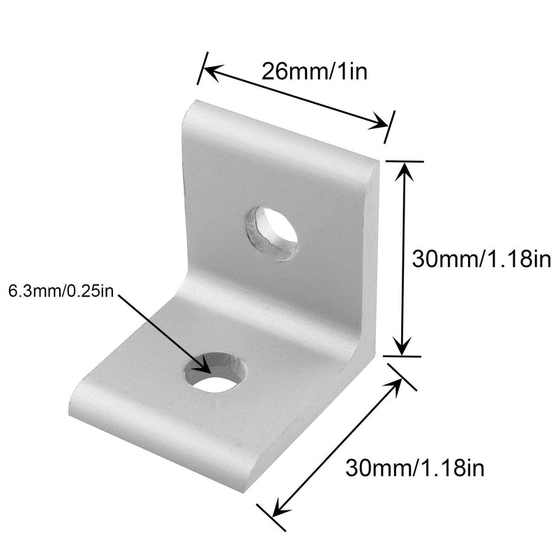 JCBIZ 10pcs 3030 Aluminum Extrusion Profile Inside Corner Bracket Right Angle Connector 26x30x30mm