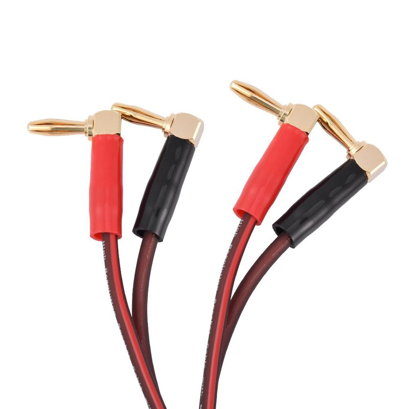 Garsent Pure Copper Speaker Wire with Gold Plated Banana Plugs,Speaker Cable Right Angle L Type Banana Plugs(3M) 3M