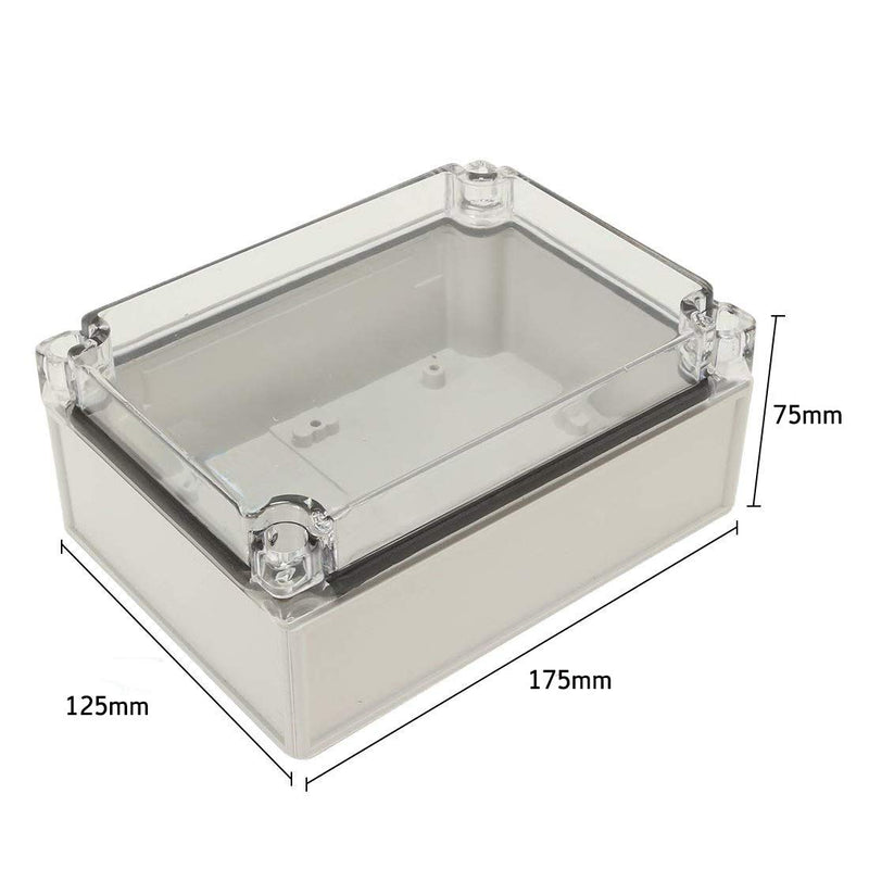 YXQ 175x125x75mm ABS Junction Box w PC Transparent Cover Waterproof Project Enclosure Case Outdoor (7 x 5 x 3 inches) 7 x 5 x 3 inches