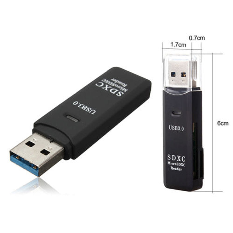 Lupo USB 3.0 Multi Card Reader - Supports SD, SDHC, MMC, RSMMC, MMC Mobile, MMC Micro, SDXC, Micro SD and T-Flash Black