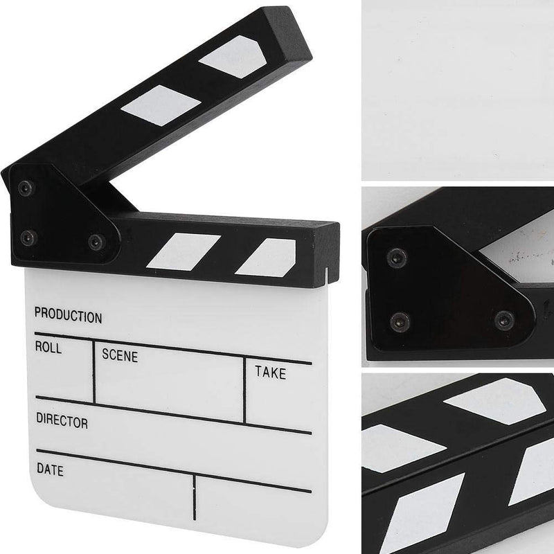 Clap Board, Mini Acrylic Director Scene Clapperboard Classic Movie Film Clap Board with a Pen,for Shoot Props/Advertisement/Home Decoration/Cosplay/Background(Black and White whiteboard PAV1BWE3S) Black and White Whiteboard Pav1bwe3s