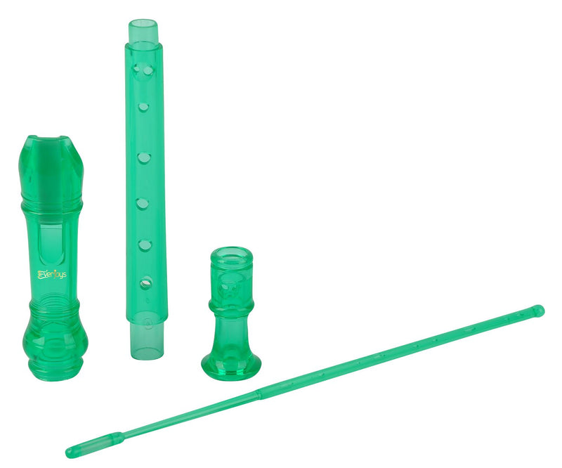 Soprano Descant Recorder 8 Hole-3 Piece Kids Crystal Music Flute w/Cleaning Rod Bag Instruction Green