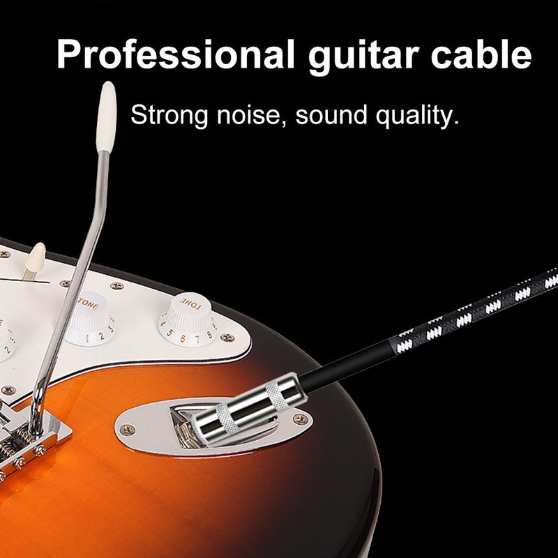 Yeung Qee Guitar instrument Cable 5m,Right Angle 1/4 Inch TS to Straight 1/4 Inch TS Guitar Cable for electric guitar, bass guitar, electric mandolin, pro audio Black White