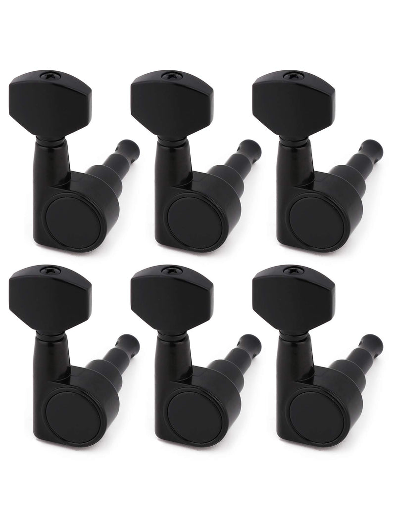 Metallor Sealed String Tuning Pegs Tuning Keys Grover Machines Heads Tuners 6 In Line Right Handed Electric Guitar Acoustic Guitar Parts Replacement Black.