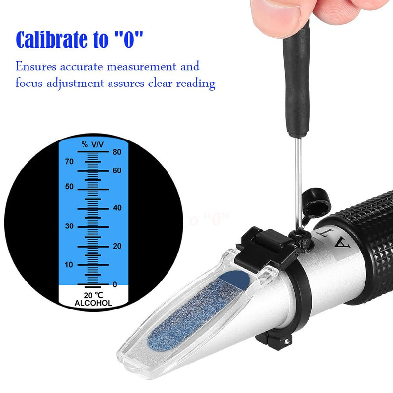 Handheld Alcohol Refractometer,V·RESOURCING 0~80% Alcohol Content Measurement Tool Tester for Spirits Distilled Ethanol with Water like Whiskey, Brandy;Used in Scientific Research, Alcohol Purchase