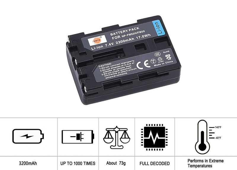 DSTE 2 Pack NP-FM50 Battery + Rapid Dual USB Charger Compatible for Sony CCD-FRV DCR-PC DCR-TRV DCR-DVD DSR-PDX GV HVL Series Camera as NP-FM30 NP-FM51 QM50 QM51 FM55H
