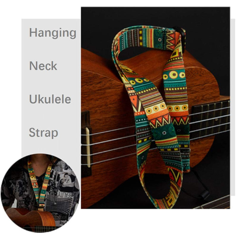 Ukulele Strap-Hawaiian style adjustable neck strap for ukulele with hooks and requires no nails - Treble concert mediant ukulele strap