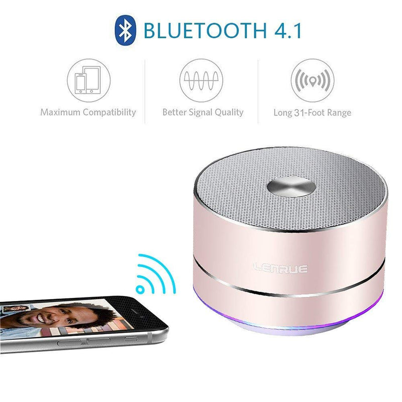 LENRUE Portable Wireless Bluetooth Speaker with Built-in-Mic,Handsfree Call,AUX Line,HD Sound and Bass for iPhone Ipad Android Smartphone and More (Pink+case) Pink+case