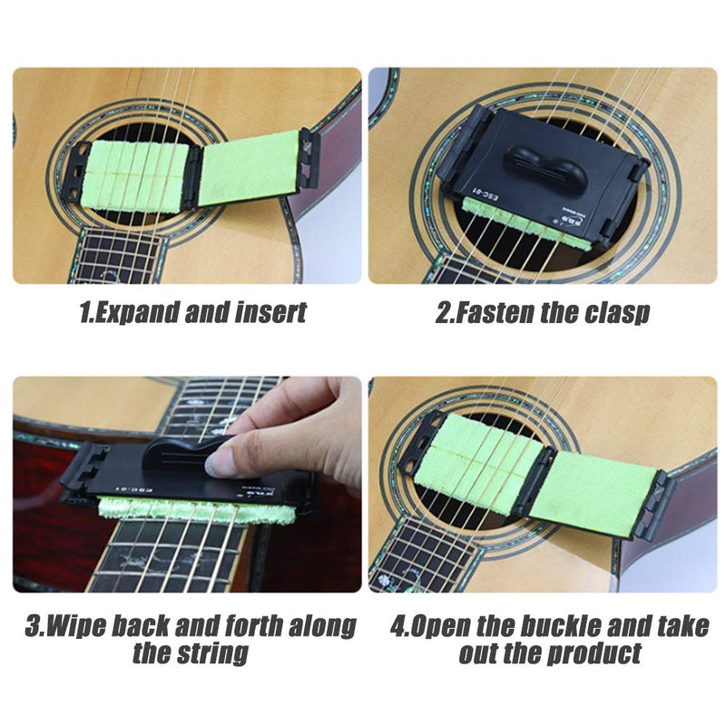 2 PCS Guitar String Cleaner Guitar Fretboard Fingerboard Scrubber Cleaning Cloth, Cleaning Maintenance Care Kit for Bass/Mandolin/Ukulele