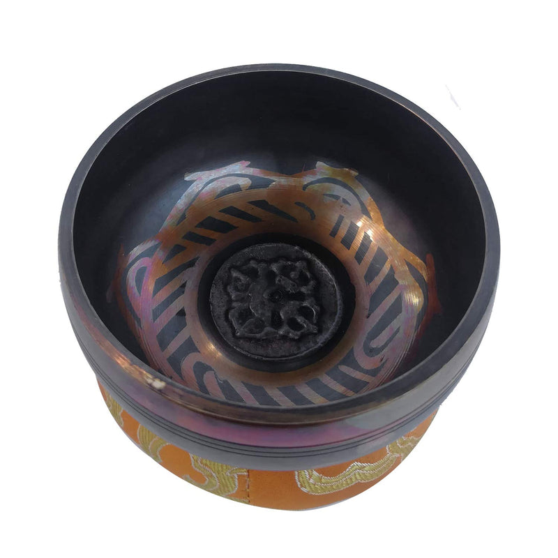 Tibetan Singing Bowl Set 9.5cm/3.7" for Meditation Yoga Chakra Healing Relaxation Mindfulness Heart Peace, Nepal Handcrafted Metal Brass Bowls with Hammered Mallet Silk Cushion,Perfect resonance Sound 9.5cm/3.7"