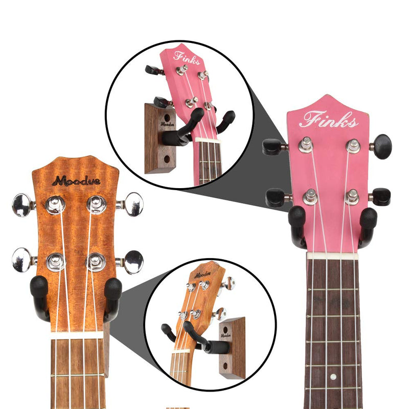 Ukulele Wall Mount Hanger, Moodve Ukulele Holder Stand For Wall Fits Ukulele/Mandolin/Banjo, Ukulele Hanger Display For Concert, Home, Studio, Exhibition (Black Walnut) Black 1pcs